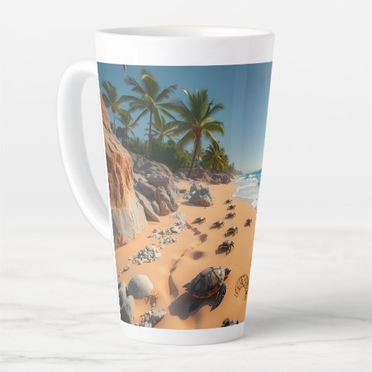 Tasse Latte Tropical Golden Shell Beach Chic (Angle gauche)