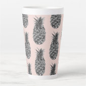 Tasse Latte Tropical Grey & Pink Ananas Motif sans couture (Devant)