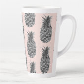 Tasse Latte Tropical Grey & Pink Ananas Motif sans couture (Droite)