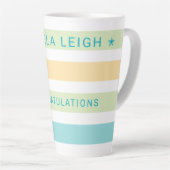 Tasse Latte Tropiques de Whimsical Cabana Stripes (Angle droit)