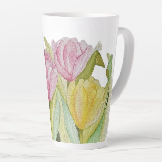 Tasse Latte Tulipe en latte rose et jaune (Angle droit)