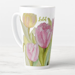 Tasse Latte Tulipe en latte rose et jaune