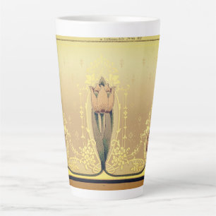 Tasse Latte Tulipe florale Art nouveau rose et or élégant