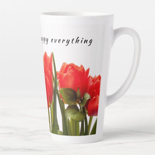 Tasse Latte Tulipe rouge joyeuse de printemps Fleur (Droite)