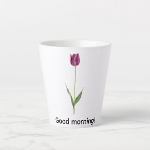 Tasse Latte Tulipe Violette Élégante Personnalisée