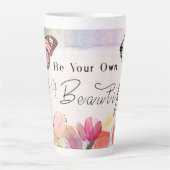 Tasse Latte Tulipes chaudes et citation à papillon,Monogramme  (Devant)