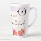 Tasse Latte Tulipes chaudes et citation à papillon,Monogramme  (Droite)