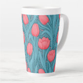 Tasse Latte Tulipes en bleu et rouge (Angle droit)