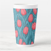 Tasse Latte Tulipes en bleu et rouge (Devant)