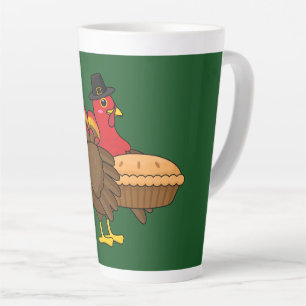 Tasse Latte Turquie mignonne avec tarte Citrouille Thanksgivin