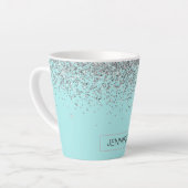 Tasse Latte Turquoise Aqua Blue Silver Parties scintillant Gir (Angle gauche)