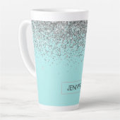 Tasse Latte Turquoise Aqua Blue Silver Parties scintillant Gir (Angle gauche)