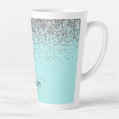 Tasse Latte Turquoise Aqua Blue Silver Parties scintillant Gir (Droite)