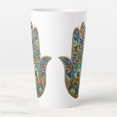 Tasse Latte Turquoise Blue Gold Hamsa Sapphire Third Eye  (Devant)