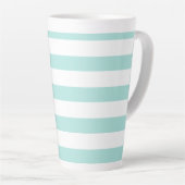 Tasse Latte Turquoise Clair et Blanc Rayé Horizontal Large (Angle droit)