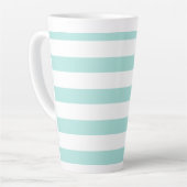 Tasse Latte Turquoise Clair et Blanc Rayé Horizontal Large (Angle gauche)