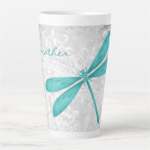 Tasse Latte Turquoise libellule latte personnalisée (Devant)