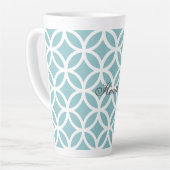 Tasse Latte Turquoise Motif diamant Personnalisé (Angle gauche)