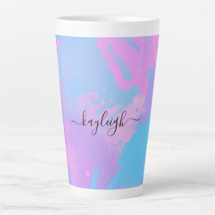 Tasse Latte Turquoise rose Abstrait