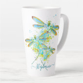 Tasse Latte Turquoise Splatter Dragonfly personnalisée (Angle droit)