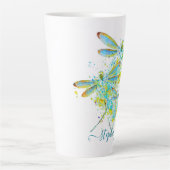 Tasse Latte Turquoise Splatter Dragonfly personnalisée (Devant)