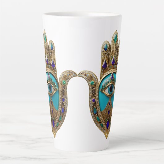 Tasse Latte Turquoise Third Eye Hamsa (Devant)