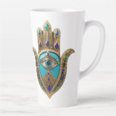 Tasse Latte Turquoise Third Eye Hamsa (Droite)