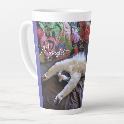 Tasse Latte Tuxedo Cat Cute doing a Mexican Wave Funny Cats (Angle gauche)