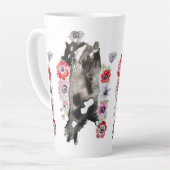 Tasse Latte Tuxedo Chat Cute Jolie Fleurs Chats Aquarelle (Angle gauche)