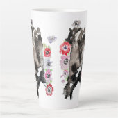Tasse Latte Tuxedo Chat Cute Jolie Fleurs Chats Aquarelle (Devant)
