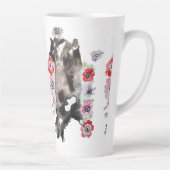 Tasse Latte Tuxedo Chat Cute Jolie Fleurs Chats Aquarelle (Droite)