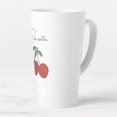Tasse Latte Two Red Cherries Illustration | Cute Fruit Art  (Angle droit)