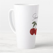 Tasse Latte Two Red Cherries Illustration | Cute Fruit Art  (Angle gauche)
