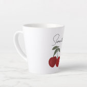 Tasse Latte Two Red Cherries Illustration | Cute Fruit Art  (Angle gauche)