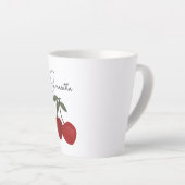 Tasse Latte Two Red Cherries Illustration | Cute Fruit Art  (Angle droit)