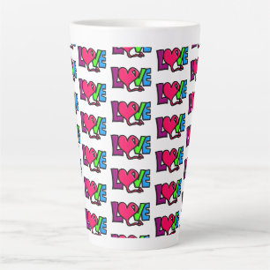 Tasse Latte Typographie d'art du mot Amour