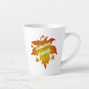Tasse Latte Typographie de l'humeur d'automne feuille d'érable