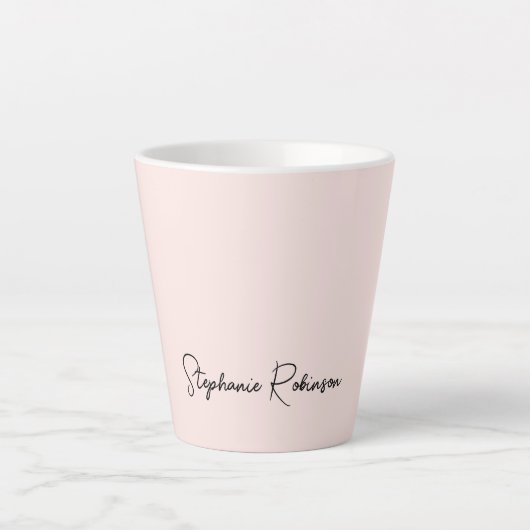 Tasse Latte Typographie de monogramme de nom rose moderne blus (Devant)