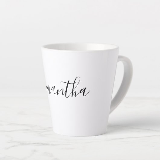 Tasse Latte Typographie de script manuscrite moderne Nom (Angle droit)