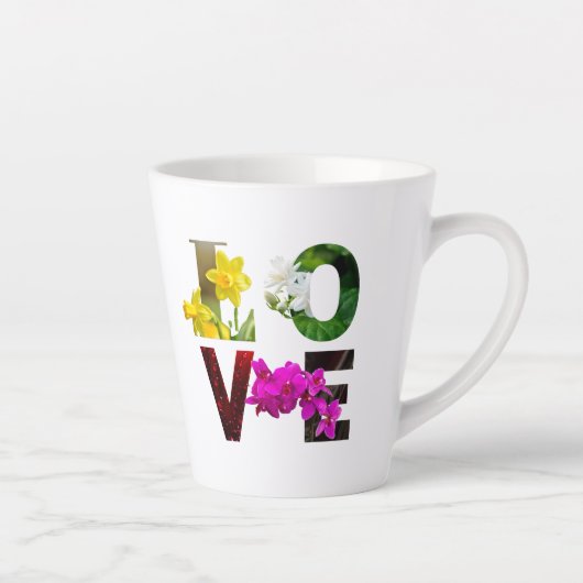 Tasse Latte Typographie florale AMOUR (Droite)