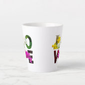Tasse Latte Typographie florale AMOUR (Devant)