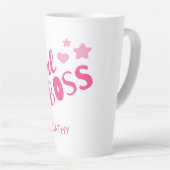 Tasse Latte Typographie Fun Boss Personnalisée Fille Rose (Angle droit)