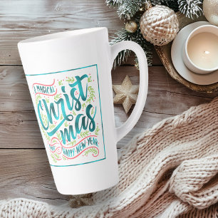 Tasse Latte Typographie magique de Noël ID441 Turquoise