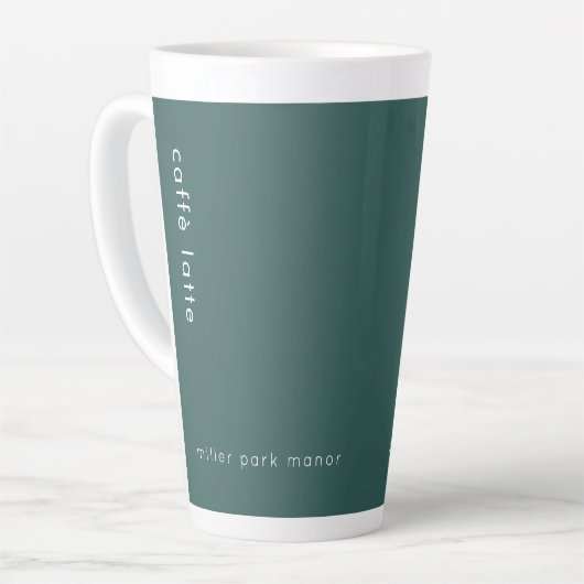 Tasse Latte Typographie minimaliste verte (Angle gauche)