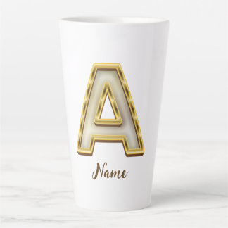 Tasse Latte Typographie originale A Monogram Gold