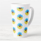 Tasse Latte Ukraine aquarelle tournesol bleu jaune drapeau (Angle droit)