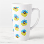 Tasse Latte Ukraine aquarelle tournesol bleu jaune drapeau (Droite)