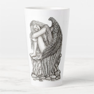 Tasse Latte Un ange endormi sur la pierre