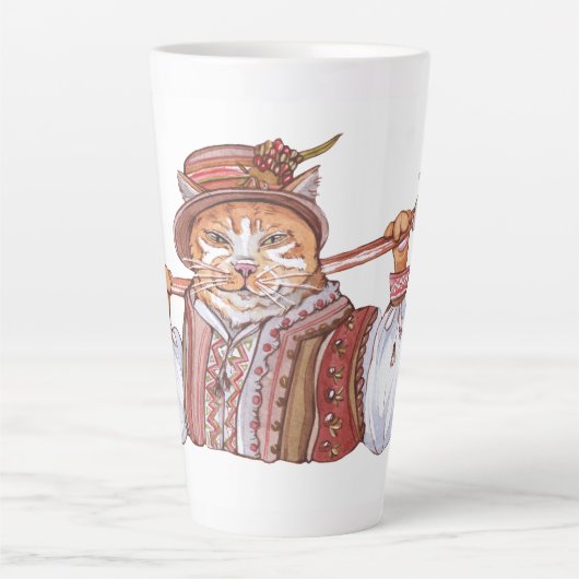 Tasse Latte Un chat cosaque en costume traditionnel (Devant)