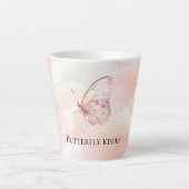 Tasse Latte Un Joli Papillon Rose Dans Les Nuages (Devant)